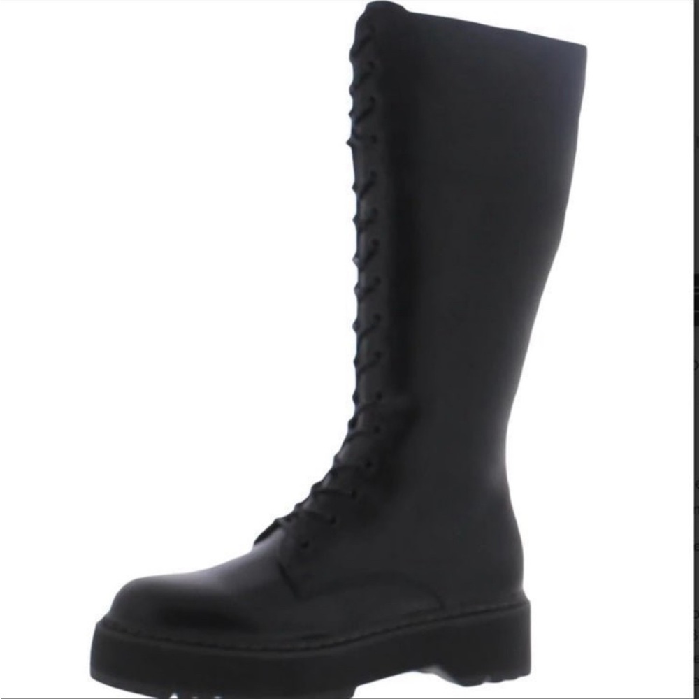 Lace up knee high combat boots
